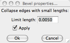 Bevel properties window